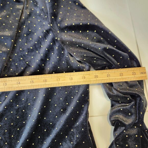 Meg & Margot Black Velvet Studded Blazer M Long Open Front Party Jacket - Picture 6 of 8